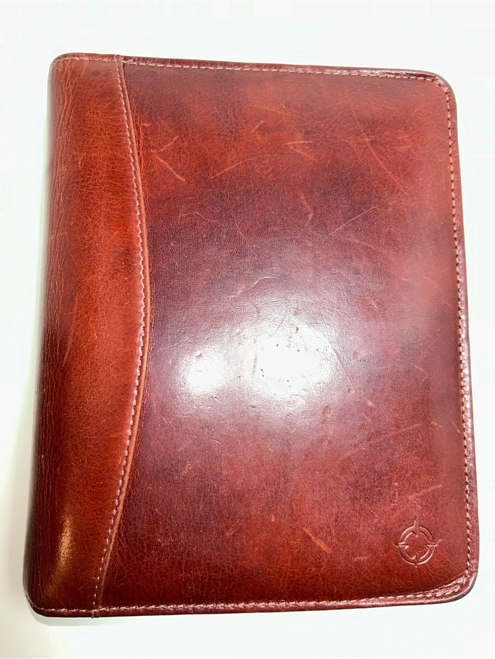 Franklin Covey Red Brown Leather Zip Around 6 Ring Planner Address Inserts